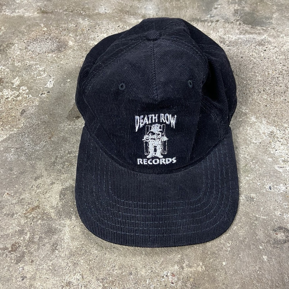 Death Row Records Cap Black Corduroy Snapback Adjustable Embroidered Rap Logo